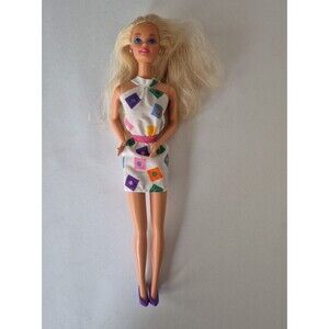 Mattel VTG Barbie Doll 1966 Body 1976 Head Blonde Hair Blue Eyes Earrings Ring
